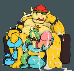 anthro armwear balls big_balls big_penis bodily_fluids bowser bowser_day clothing collar cum cum_covered duo elbow_gloves female garalbartnsfw genital_fluids genitals gloves handjob handwear hi_res hug huge_balls huge_cock hyper hyper_balls hyper_genitalia hyper_penis koopa legwear long_tongue male male/female mario_(series) messy nintendo oral penile penis penis_hug scalie sex thigh_highs tongue tongue_out video_games