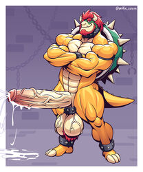 1boy 5:6 abs accessory anthro ball_stretcher ball_tuft balls ballsack bara beard beefy big_balls big_muscles big_penis bowser bowser_day bracelet collar crossed_arms cum erection facial_hair foreskin foreskin_folds genitals hi_res horns huge_cock humanoid_genitalia humanoid_penis hyper hyper_genitalia hyper_penis intact jewelry koopa legband male male_focus male_only mario_(series) masculine mature_male muscles muscular muscular_anthro muscular_legs muscular_male nintendo nude_male partially_retracted_foreskin pecs penis penis_accessory penis_jewelry red_hair reptile scalie scrotum shaved_crotch shell smooth_skinned_male solo spiked_bracelet spiked_cock_ring spiked_collar spiked_legband spiked_shell spikes spikes_(anatomy) standing testicles toony uncut veiny_penis veiny_testicles video_games wolfiecanem