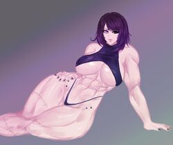 abs elyunae heterochromia muscular_female original_character scar thick_thighs underboob