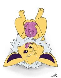 absurd_res balls big_penis bodily_fluids eeveelution feral genital_fluids genitals hi_res jolteon male nintendo one_eye_closed penis pokémon_(species) pokemon precum precum_on_face precum_on_own_tongue precum_on_self solo solo_male tongue tongue_out vanzard video_games yellow_body