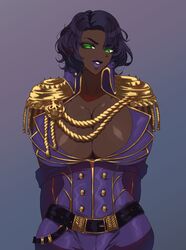 1girls breasts dark-skinned_female dark_skin elyunae female female_only green_eyes huge_breasts imperium_of_man looking_at_viewer masari_bonnefoy rogue_trader solo warhammer_(franchise) warhammer_40k