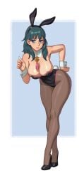 alternate_costume big_breasts blue_eyes blue_hair breast_squish breasts bunny_ears bunny_girl bunnysuit byleth_(fire_emblem) byleth_(fire_emblem)_(female) chalk cleavage detached_collar female female_focus female_only fire_emblem fire_emblem:_three_houses high_heels leaning_forward leotard long_legs nintendo pantyhose rizdraws source_request wrist_cuffs year_request