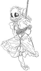 animated_skeleton ball_gag bondage crossdressing dress looking_at_viewer male_only psicro_(artist) rope rope_bondage sans sans_(underswap) sans_au skeleton solo tied_up underswap underswap_sans undertale_au