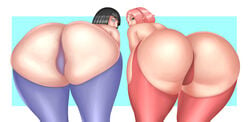 2girls 9thdoug alternate_version_available anus arched_back ass ass_focus back_view bent_over big_ass big_butt blue_hair bob_cut boruto:_naruto_next_generations bubble_ass bubble_butt butt_crack clothing curvaceous curvy curvy_figure dat_ass female female_focus female_only forehead_jewel forehead_mark g-string green_eyes hairband huge_ass hyuuga_hinata large_ass legwear light-skinned_female light_skin lingerie looking_at_viewer looking_back mature mature_female medium_hair milf multiple_girls naruto naruto_(series) panties partially_clothed pink_hair pink_legwear pink_panties pink_thighhighs pink_thong pinup presenting_ass presenting_hindquarters purple_eyes purple_legwear purple_panties purple_thighhighs purple_thong revealing_clothes sakura_haruno shoulder_length_hair shounen_jump stockings thick_thighs thighhighs thighs thong topless topless_female underwear voluptuous wide_hips