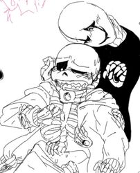 2boys choking disembodied_hand disembodied_hands gaster male male_only restrained sans undertale