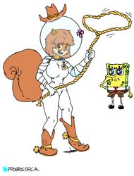 1boy 1girls big_breasts blank_background breast cowgirl cowgirl_hat cowgirl_outfit erection erection_under_clothes female furry furry_tail leash nickelodeon sandy_cheeks small_penis smaller_male smooth_skin spongebob_squarepants spongebob_squarepants_(character) squirrel squirrel_ears squirrel_humanoid squirrel_tail tawagoto_(probros) thick_thighs tight_bra tight_clothes tight_clothing tight_fit tight_pants tight_topwear underwater