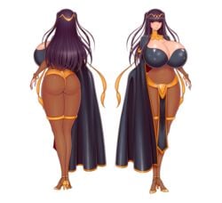 1girls akiranime ass back back_view bangs bimbo black_eyes black_hair black_nails bodystocking breasts cape cleavage curvy fire_emblem fire_emblem_awakening gigantic_breasts high_heels hourglass_figure huge_ass huge_breasts large_breasts long_hair long_legs looking_at_viewer nail_polish navel nintendo smile solo tharja_(fire_emblem) thick_thighs voluptuous white_background wide_hips