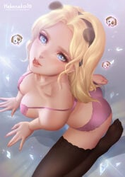 heheneko league_of_legends looking_at_viewer luxanna_crownguard overknees riot_games stockings underwear