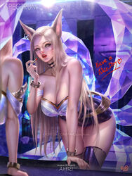 1girls ahri big_breasts breasts fox_ears fox_girl fox_tail k/da_ahri k/da_series kitsune kitsunemimi league_of_legends red_lipstick riot_games thick_thighs thighhighs thighs yam_spectrum