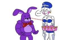 2d 2d_(artwork) angry animated animated_gif aroused ballora ballora_(fnafsl) bonnie_(fnaf) female five_nights_at_freddy's five_nights_at_freddy's:_sister_location fnaf gif humor male pervert raised_eyebrows scottgames simple_background sister_location staring_at_breasts voyeur