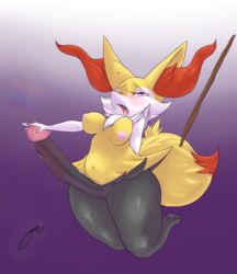 1futa anthro areola blush braixen breasts futa_sans_balls futanari game_freak half-closed_eyes huwon kneeling looking_pleasured navel nintendo nipples nude open_mouth penis pokémon_(species) pokemon pokemon_(species) precum solo tongue tongue_out tuft video_games