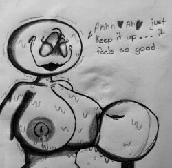 alan_bean_(krala_ulti) big_breasts breasts heart krala_ulti lactation nightmare_waifu old_design sucking_nipples text