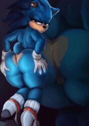 animated artist_request big_ass big_butt bubble_butt exposed_torso footwear handwear looking_back mostly_nude rule_63 sega shadman sonic_(series) sonic_the_hedgehog sonic_the_hedgehog_(series) sonique_the_hedgehog