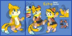 2021 absurd_res anthro anus arm_warmers armwear balls buizel character_sheet cheerleader_outfit clothing echo furry futanari genitals herm hi_res intersex legwear nintendo penis pokémon_(species) pokemon syngie_(artist) thigh_highs video_games watermark