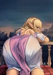 alternate_version_available ass_in_dress blonde_hair dress fully_clothed kneeling long_hair looking_back nintendo pointy_ears presenting_ass presenting_hindquarters princess_zelda the_legend_of_zelda treeofbless zelda_(a_link_between_worlds)