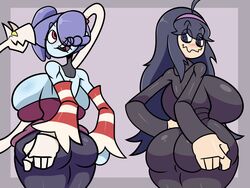 ass ass_cheeks ass_in_dress ass_to_ass big_ass dress females fujiweeb hex_maniac huge_ass large_ass large_butt leviathan_(skullgirls) pokemon showing_ass skullgirls squigly