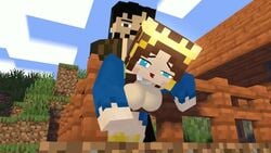 3d animated blue_eyes breasts female minecraft mp4 no_sound video
