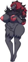 ameliemercedez anthro big_breasts female nipples pokémon_(species) pokemon pokemon_(species) tagme zoroark