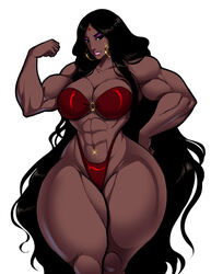 abs breasts brown_skin cleavage dark-skinned_female dark_skin earrings flexing indian long_hair muscular muscular_female muscular_thighs original_character osmar-shotgun thick_thighs thighs thunder_thighs