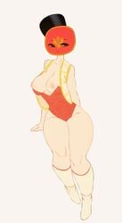 1girls anthro anthrofied areola areolae bare_shoulders big_breasts breasts cleavage countryhumans countryhumans_girl eyebrows eyelashes female female_only flawsy full_body hips humanoid large_breasts looking_at_viewer montenegro montenegro_(countryhumans) nipples simple_background solo solo_female thick thick_thighs thighs white_background wide_hips