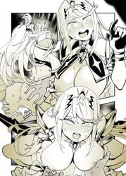 1boy 1girls blush censored cum cum_in_pussy cum_inside monochrome mythra_(xenoblade) tagme tibonobannsann xenoblade_(series) xenoblade_chronicles_2