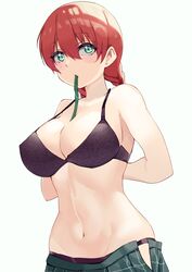 1girls big_breasts black_bra bra breasts emma_verde female freckles green_eyes huge_breasts lingerie love_live! love_live!_nijigasaki_high_school_idol_club red_hair skin solo yamasonson