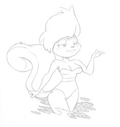 anthro big-e6 bimbette cleavage clothes female female_only fur furry monochrome skunk solo standing tagme tiny_toon_adventures warner_brothers