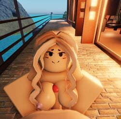 3d big_ass big_breasts big_penis blonde_hair idontusethismuch original original_character paizuri roblox robloxian self_upload tagme