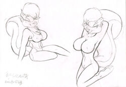 anthro bimbette breasts female female_only fur furry greycat_r nude sitting skunk solo tagme tail tiny_toon_adventures warner_brothers