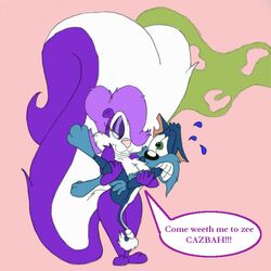 carrying cat female fifi_la_fume furrball interspecies male nude skunk standing straight tagme tiny_toon_adventures toony