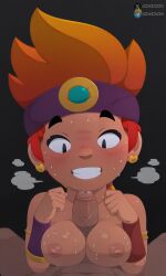 ai_generated amber_(brawl_stars) biocrine brawl_stars breasts dick female hackwork handjob male naked nude penis sexy_pose supercell