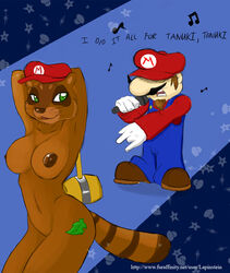 furry hammer lapinstein limp_bizkit mallet mario mario_(series) nintendo raccoon singing straight_hair super_mario_bros. tanuki tattoo