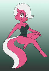 anthro bimbette breasts eyeshadow female female_only fully_clothed pink_fur side_view skunk solo tagme tiny_toon_adventures warner_brothers white_hair