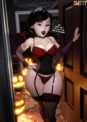 1girls 2025 3d alternate_body_type alternate_breast_size artist_name bare_shoulders black_hair black_lipstick breasts bridal_gloves child_bearing_hips choker cleavage collarbone corset curvaceous curvy curvy_body curvy_female curvy_figure disney doorway elastigirl elbow_gloves english_text fake_wings fangs female female_only garter_belt garter_straps glistening glistening_body half-closed_eyes halloween halloween_costume hand_on_hip helen_parr hi_res high_resolution highres hourglass_figure large_breasts light-skinned_female light_skin lingerie lipstick looking_at_viewer makeup mature_female medium_hair milf mother nail_polish narrow_waist orange_eyes panties pixar red_nails red_panties shiny_skin slim_waist small_waist smitty34 solo solo_female standing stockings superheroine text the_incredibles thick_thighs thighhighs thighs thong underwear vampire vampire_teeth voluptuous voluptuous_female wide_hips wings