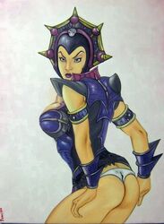 1girls artist_request ass evil-lyn female female_only masters_of_the_universe panties solo tagme underwear undressing