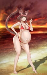 1girls aimiierdraws big_breasts bikini breasts female female_only huge_belly large_breasts pregnant ready_to_pop solo