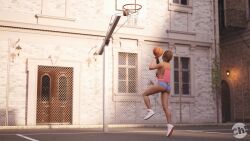 1girls 3d basketball big_breasts ch! cleavage cleavage_cutout ellie_(the_last_of_us) ellie_williams exercise female female_only light-skinned_female naughty_dog partially_clothed sideboob skirt solo solo_female the_last_of_us the_last_of_us_2