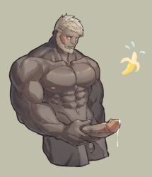 1boy 1male abs avatar_(ff14) balls banana bara beard beating_off big_penis blush boner completely_naked completely_nude cropped_legs cum cum_drip cumdrip cumming cumshot dark-skinned_male dark_skin ejaculation erect_penis erection facial_hair final_fantasy final_fantasy_xiv food fruit hairless_balls hard_on jacking_off jerking jerkingoff large_pectorals male_focus male_masturbation male_nipples male_only male_orgasm masturbating masturbation mature_male muscles muscular muscular_male nipples nude_male one-handed_masturbation orgasm pecs pectorals penile_masturbation penis roegadyn short_hair smile solo_male standing_male standing_masturbation stiffy stomach stroking stroking_cock stroking_penis thick_thighs thighs uori veiny_penis wanking