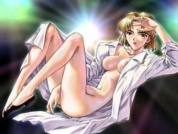 breasts clothing hips labcoat legs medium_breasts mole mole_under_eye neon_genesis_evangelion ritsuko_akagi tagme