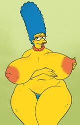 1girls alternate_breast_size alternate_version_available blue_hair galacticgoodie huge_breasts marge_simpson mature mature_female milf mother nipple_tweak nipples solo the_simpsons voluptuous wide_hips yellow_skin