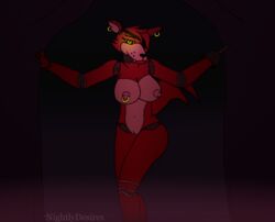 2021 animated animatronic anthro areola areolae belly big_breasts black_nose bouncing_breasts breasts closed_eyes curtains ear_piercing ear_ring earrings eye_patch eyewear female female_focus female_only five_nights_at_freddy's fox foxy_(fnaf) fur glowing glowing_eyes half-closed_eyes hook_hand long_tail long_tongue looking_at_viewer machine navel nipple_piercing nipple_ring nipples pierced_nipples piercing pink_belly pirate_cove presenting pussy red_body red_fur red_skin robot rule_63 sharp_teeth short_playtime simple_background smile smiling solo solo_female tailwag tongue tongue_out two_tone_body two_tone_fur two_tone_skin video_games watermark yellow_eyes yournightlydesires