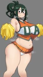 1girls absurd_res bare_legs belly big_breasts blush breasts cameltoe cham22 chamchami cheerleader cheerleader_uniform cheerleading_uniform eye_contact female female_focus female_only grey_background high_resolution huge_breasts large_breasts long_hair looking_at_viewer my_hero_academia panties pom_poms skirt slightly_chubby solo solo_female solo_focus standing thick_thighs thighs tsuyu_asui u.a._cheerleader_outfit wide_hips