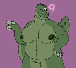 alligator alligatorid anthro breasts crocodile crocodilian crocodylid female genitals hi_res lizard looking_at_viewer nipples nude pussy reptile scalie simple_background smile solo sstinkies