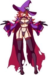 black_lingerie blazblue cape konoe_a_mercury lingerie milf nine_the_phantom pixel_art sprite sprite_edit tagme transparent_background witch witch_hat