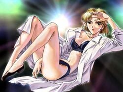 bra clothing hips legs medium_breasts mole mole_under_eye neon_genesis_evangelion nipples panties ritsuko_akagi