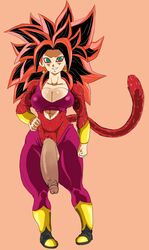 1futa absurdres balls big_breasts breasts cleavage clothed clothing dragon_ball dragon_ball_super erection futa_only futanari highres huge_cock human kefla large_breasts light-skinned_futanari light_skin looking_at_viewer monkeypeen mostly_clothed pale_skin penis solo standing super_full_power_saiyan_4_limit_breaker super_saiyan super_saiyan_4