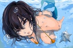 1girls delphinoid dolphin dolphin_rape imminent_dolphin_rape komi-san_wa_komyushou_desu komi_shouko looking_at_viewer mamimi_(artist) merfolk mermaid swimming underwater zoophilia