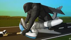 2boys aeromorph aircraft airliner airport anthro b-2 bomr_(yobibytemetrics) cum cum_on_body cy7u5 fokker_70 frottage living_machine male male/male male_only nude original penis vogelrove yaoi