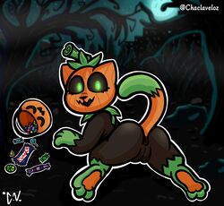 acstlu ass black_body feline halloween pumkat pumpkin pumpkin_head