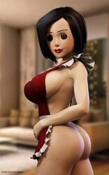 3d ass big_ass big_breasts black_hair blender coraline female mavixtious medium_hair milf model monster monster_girl other_mother smile sole_female